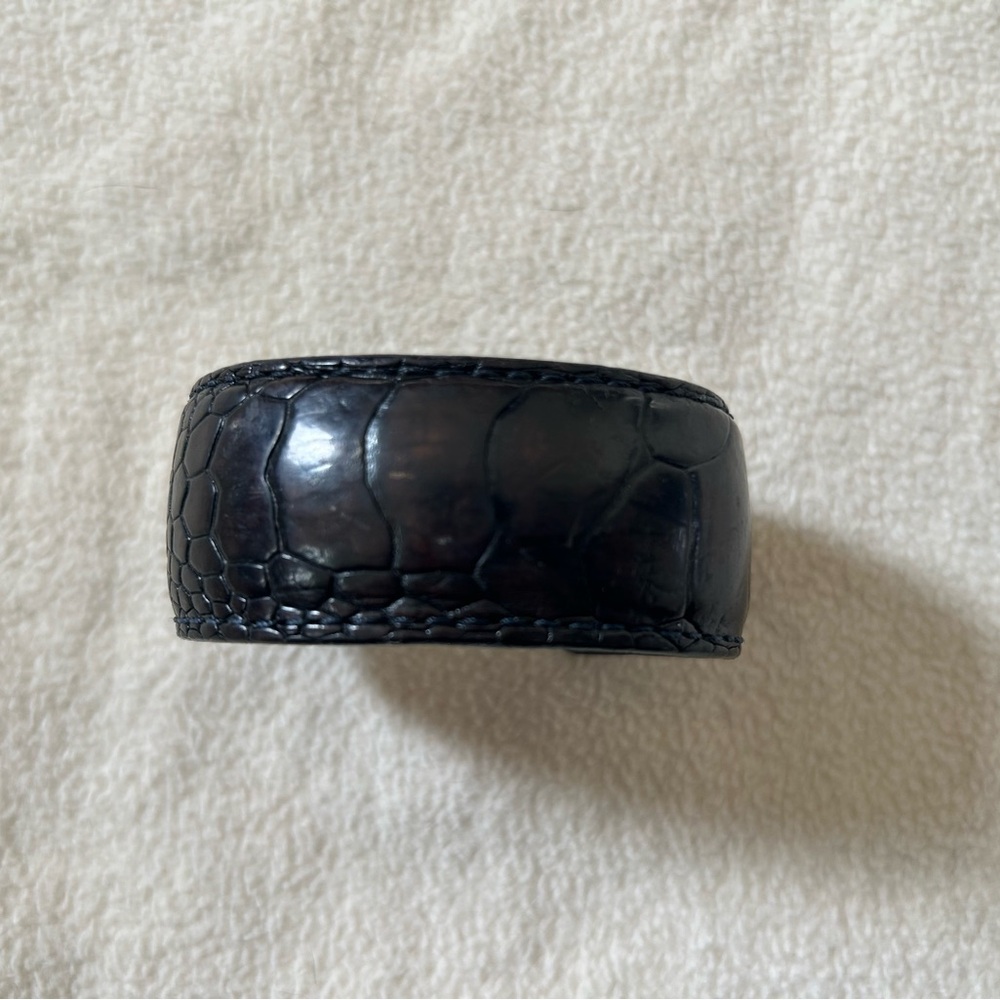 Jil Sander Navy Crocodile-Embossed Leather Bracelet